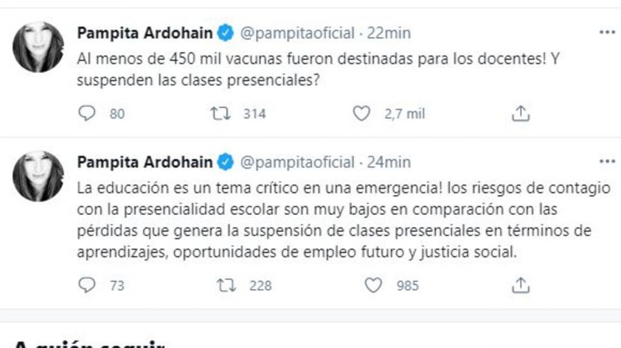 Los tweets de Pampita contra las medidas de Alberto Fernández